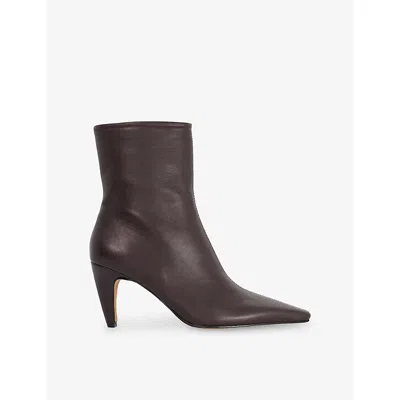 Dune Womens Burgundy Leather Overt Leather Ankle Boots Eur 37 / 4 Uk In Brown