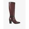 Dune Womens Tenna Smart Heeled Leather Knee-high Boots Burgundy Leather Eur 40 / 7 Uk In Burgundy