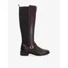 Dune Womens Toon Leather Knee-high Boots Burgundy Leather Eur 39 / 6 Uk In Brown