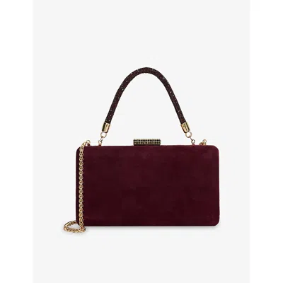 Dune Womens Burgundy Suede Beaut Suede Clutch Bag