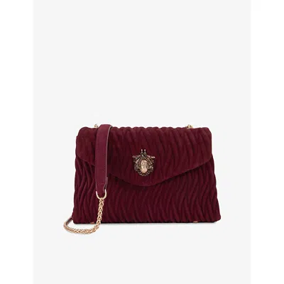 Dune Womens Burgundy Suede Darling Bug Suede Shoulder Bag
