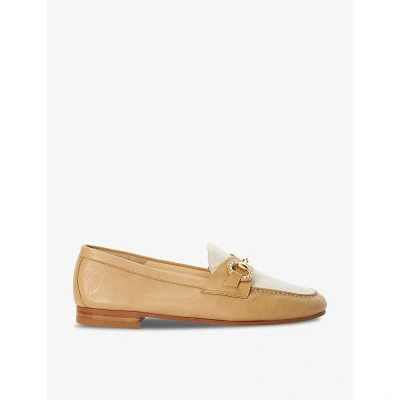 Dune Womens Camel-leather Gemstone Diamante-snaffle Leather Loafers
