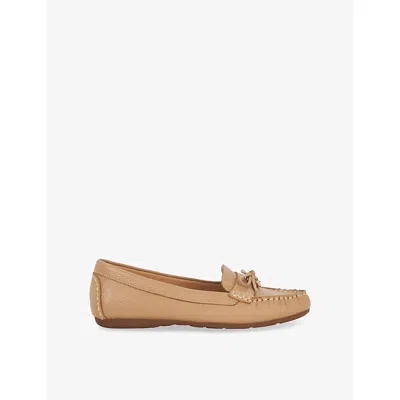 Dune Womens Camel Leather Grovers Leather Loafers Eur 37 / 4 Uk
