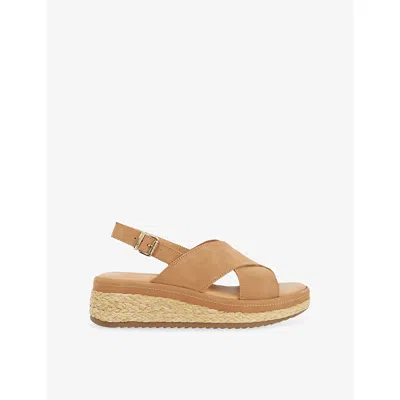 Dune Womens Camel Nubuck Kiya Nubuck-leather Sandals Eur 37 / 4 Uk In Brown