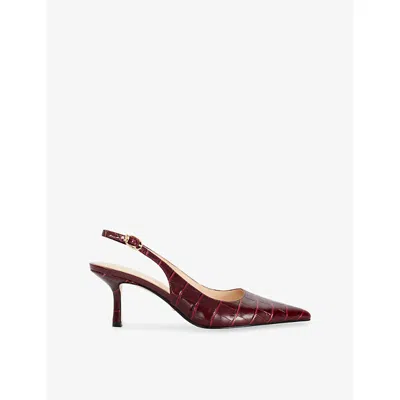 Dune Womens Celise Leather Slingback Courts Burgundy Croc Leather Eur 40 / 7 Uk