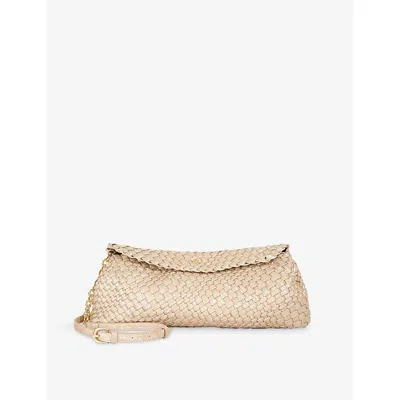 Dune Womens Champagne Synthetic Encourage Woven Faux-leather Clutch Bag