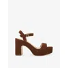 Dune Womens  Monotone Block-heel Suede Sandals In Chestnut Suede