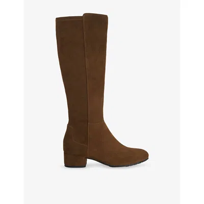 Dune Womens Chestnut Suede Tayla Suede Heeled Knee-high Boots Eur 36 / 3 Uk In Multi