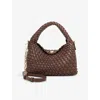 Dune Womens Chocolate Synthetic Dinkydeliberate Mini Woven Faux-leather Top-handle Bag