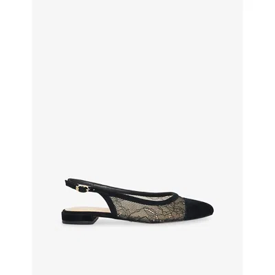 Dune Womens Clarify Lace Slingback Flats Black Fabric Eur 39 / 6 Uk