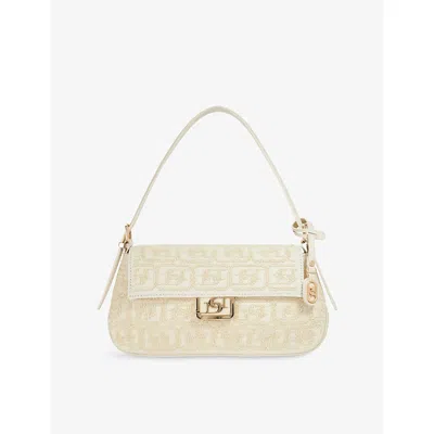Dune Womens Cream Canvas Highgate Baguette Woven Shoulder Bag