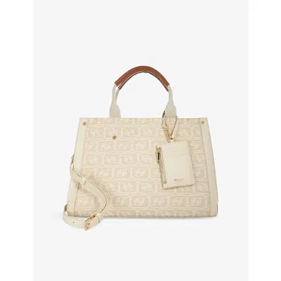 Dune Womens Cream Fabric Dialect Branded Fabric Tote Bag