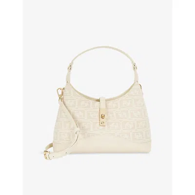 Dune Womens Dorset Medium Woven Shoulder Bag Cream Fabric