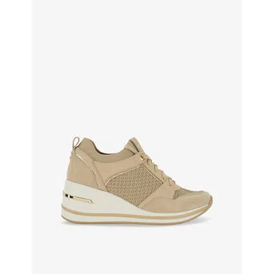 Dune Womens  Eiline Side-zip Leather Low-top Trainers In Cream Fabric