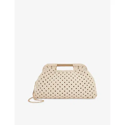 Dune Womens Cream Fabric Elsabeth Woven Clutch Bag