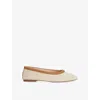 Dune Womens Cream Fabric Honestly Woven Ballet Fats Eur 36 / 3 Uk