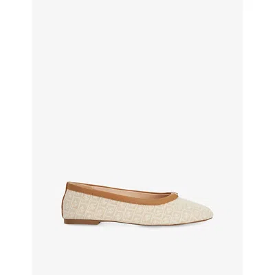 Dune Womens Cream Fabric Honestly Woven Ballet Fats Eur 36 / 3 Uk