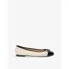 Dune Womens Cream-leather Highest Bow-embellished Leather Ballet Flats In Cream-leather