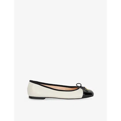 Dune Womens Highest Wide-fit Leather Ballet Flats Cream Leath In Cream Leather