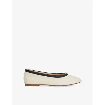 Dune Womens Cream Leather Honestly Leather Ballet Fats Eur 37 / 4 Uk