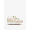 Dune Womens  Escapade Monogram Flatform Woven Runner Trainers In Cream Synthetic