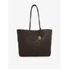 Dune Womens Daxon Large Woven Leather Tote Dark Brown Leather