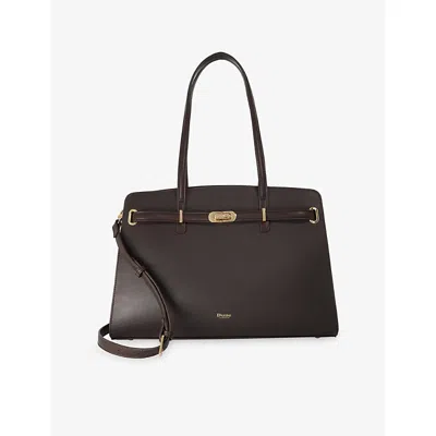 Dune Womens Dark Brown Leather Define Large Leather Tote Bag
