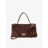 Dune Womens Dark Brown Suede Regency Large Suede Shoulder Bag In Brown