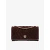 Dune Womens Dark Brown Suede Strong Bug-embellished Suede Cross-body Bag In Brown