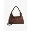 Dune Womens Dark Brown Synthetic Deliberate Large Woven Faux-leather Shoulder Bag In Brown