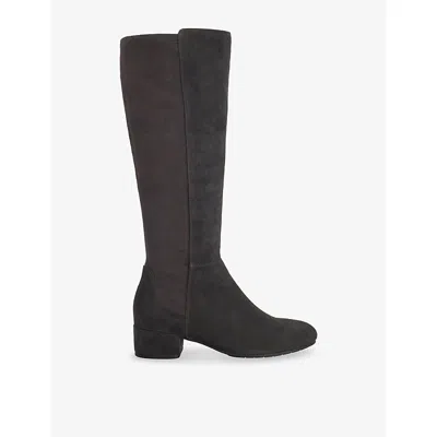 Dune Womens Dark Grey Suede Tayla Suede Heeled Knee-high Boots Eur 39 / 6 Uk In Multi