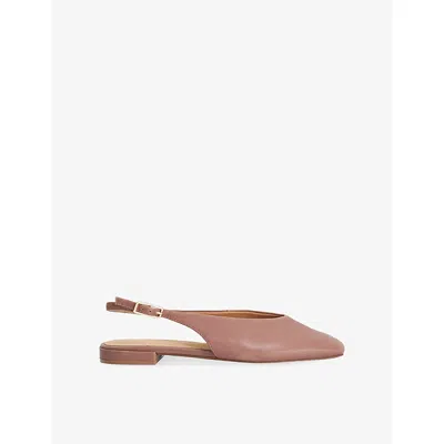 Dune Womens Dark Pink/ Leather Heartbeat Leather Slingback Flats Eur 40 / 7 Uk In Brown