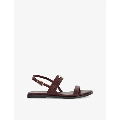 Dune Womens  Litton Leather Flat Sandals In Dark Red Leather