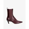 Dune Womens Odele Heeled Patent-leather Ankle Boots Dark Red Leather Eur 38/5 Uk In Red