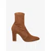 Dune Womens Dark Tan Suede Optilly Heeled Suede Ankle Boots Eur 41 / 8 Uk In Brown