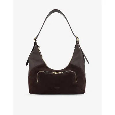 Dune Womens Defiant Suede Shoulder Bag Brown Sued In Brown Suede