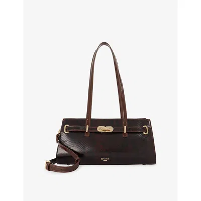 Dune Womens Depend East-west Medium Leather Tote Bag Brown Rept Print Leather