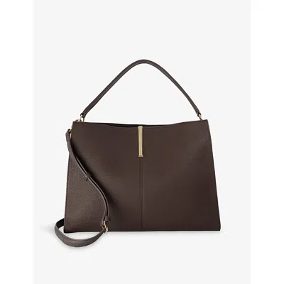 Dune Womens Destined Large Leather Tote Bag Dark Brown Leather