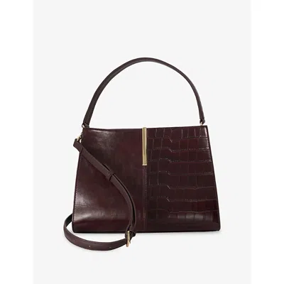 Dune Womens Destined Medium Leather Tote Bag Burgundy Leather