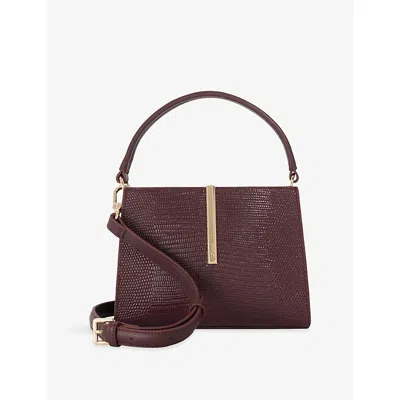 Dune Womens Dinidestined Small Leather Top-handle Bag Burgundy Leather