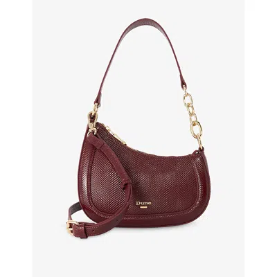 Dune Womens Direction Small Leather Shoulder Bag Dark Red Rept Prnt Leath