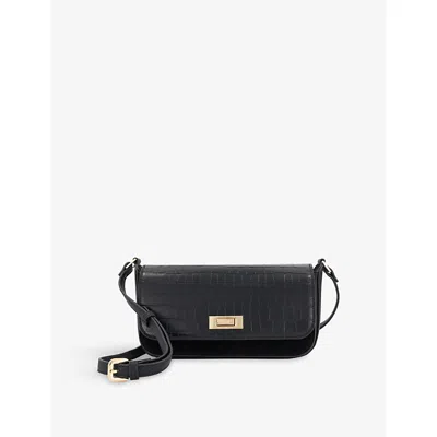 Dune Womens Discreet Leather Cross-body Bag Black Croc Print Leather