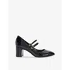 Dune Womens Black Patent Synthetic Approval Double-strap Faux-leather Mary Jane Courts In Black Patent Synthetic