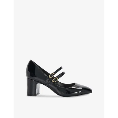Dune Womens Black Patent Synthetic Approval Double-strap Faux-leather Mary Jane Courts