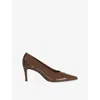 Dune Womens Brown Leather Aspiring Patent-leather Courts Eur 39 / 6 Uk In Brown