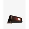 Dune Womens Burgundy Patent Balancing Asymmetric Patent Faux-leather Clutch In Brown Patent