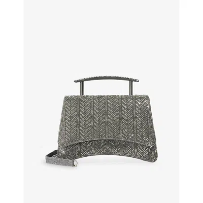 Dune Womens  Bedazzle Crystal-embellished Top-handle Bag In Pewter Metallic Fabric