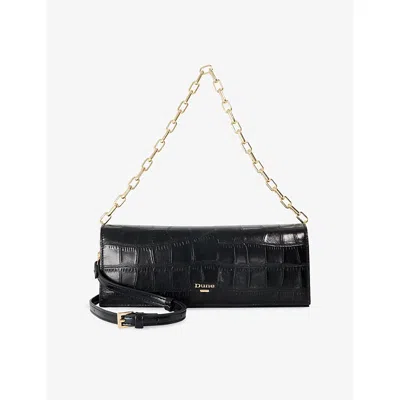 Dune Womens  Bemuse Mock-croc Leather Shoulder Bag In Black Croc Print Leather