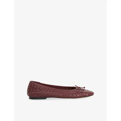 Dune Womens  Bow-embellished Woven-leather Ballet Pumps In Brown