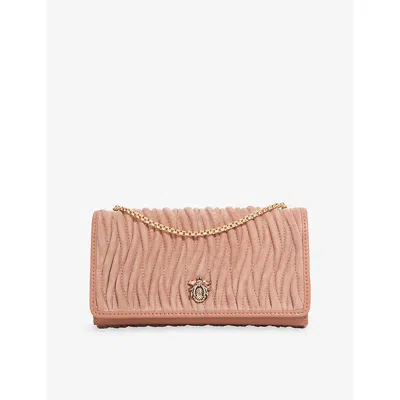 Dune Womens Mink Suede Bug-embellished Suede Cross-body Bag